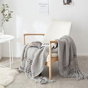 Knit Tassel Blanket